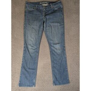 American Eagle Jeans Women's Size 14 Blue Denim 77 Straight Mid Rise Stretch